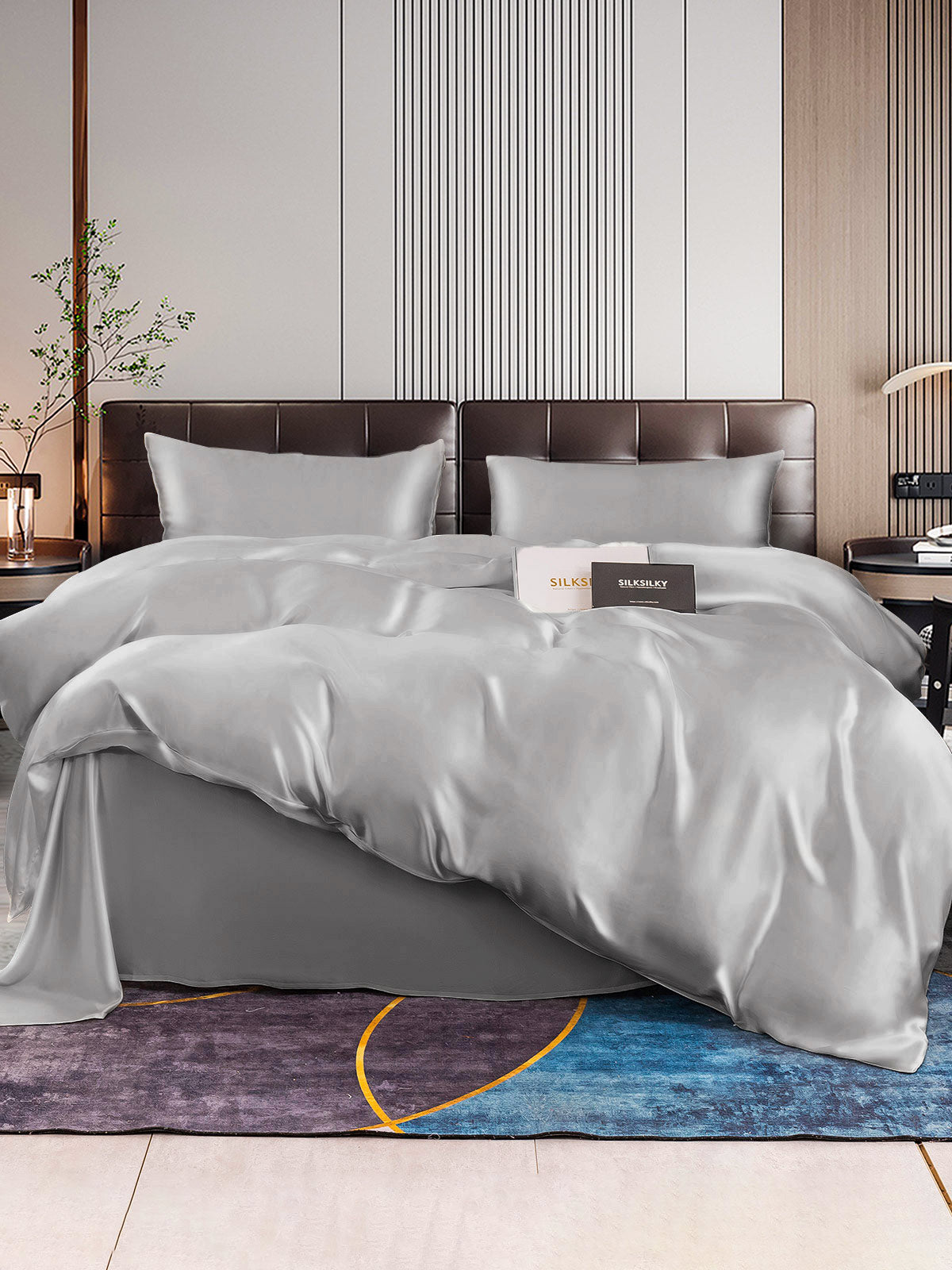 [Silver] SilkSilky-UK 22Momme Pure Silk Bedding Set 001