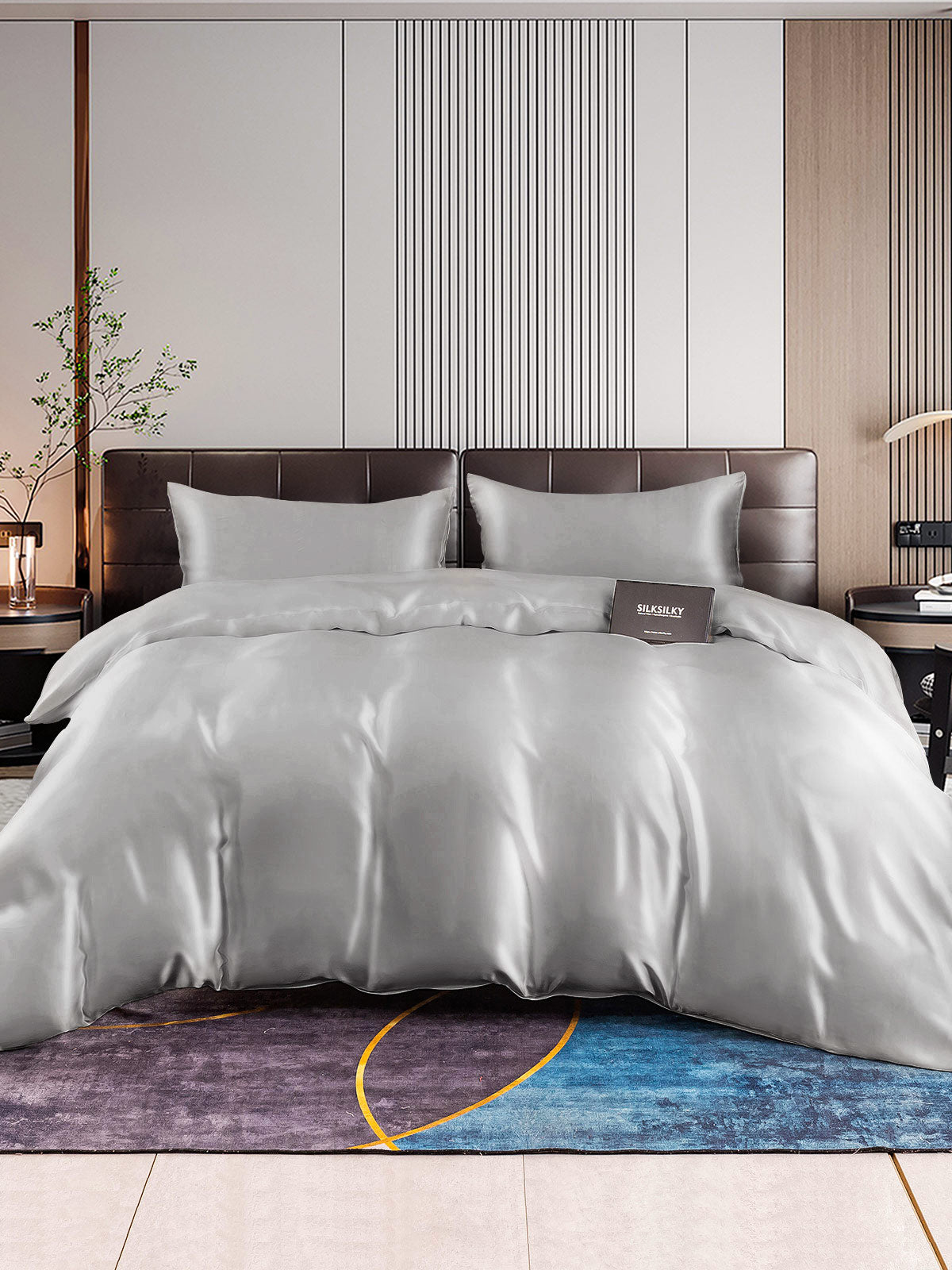 [Silver] SilkSilky-UK 22Momme Pure Silk Bedding Set 001