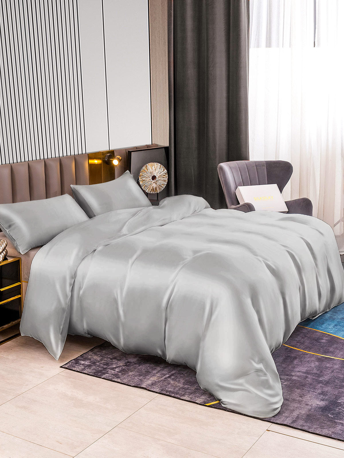 [Silver] SilkSilky-UK 22Momme Pure Silk Bedding Set 002
