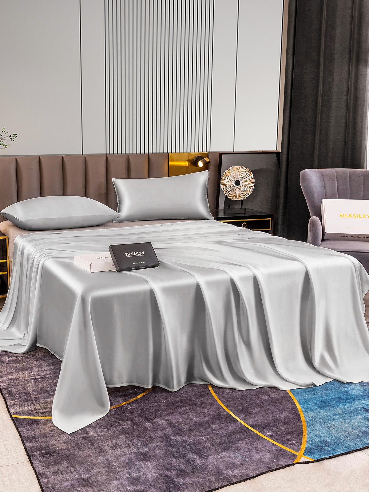 [Silver] SilkSilky-UK 22Momme Pure Silk Bedding Set 003