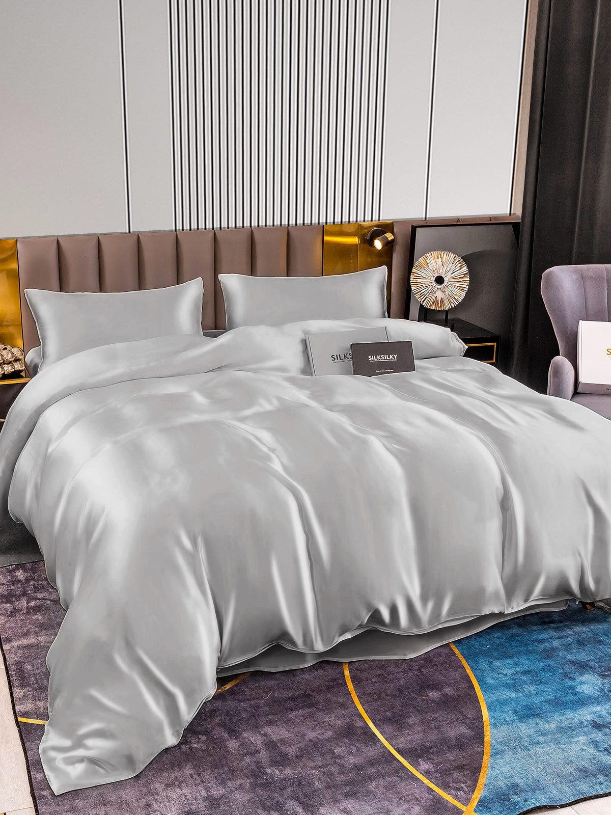 [Silver] SilkSilky-UK 22Momme Pure Silk Bedding Set 003