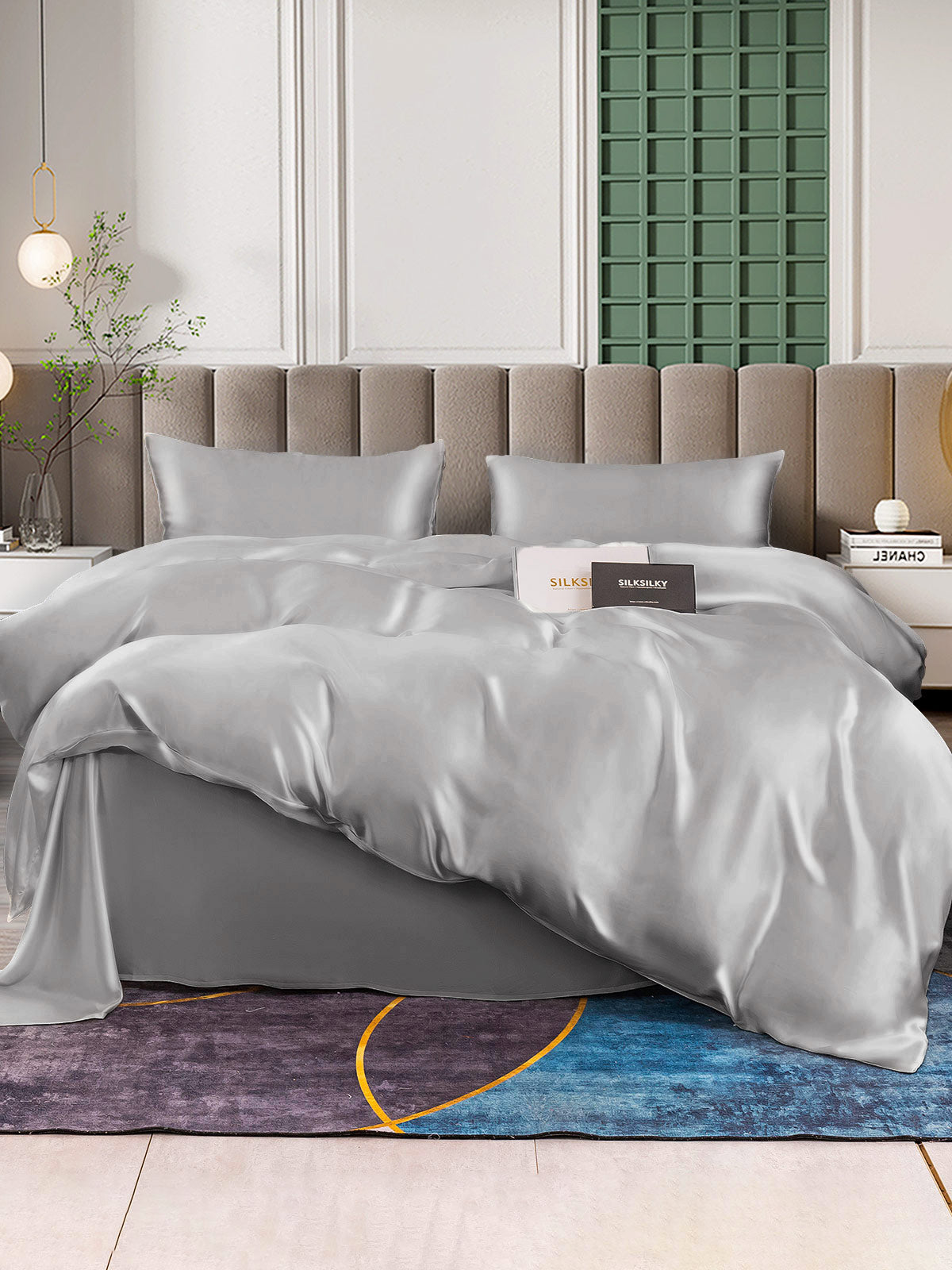 [Silver] SilkSilky-UK 25Momme Pure Silk Bedding Set 002