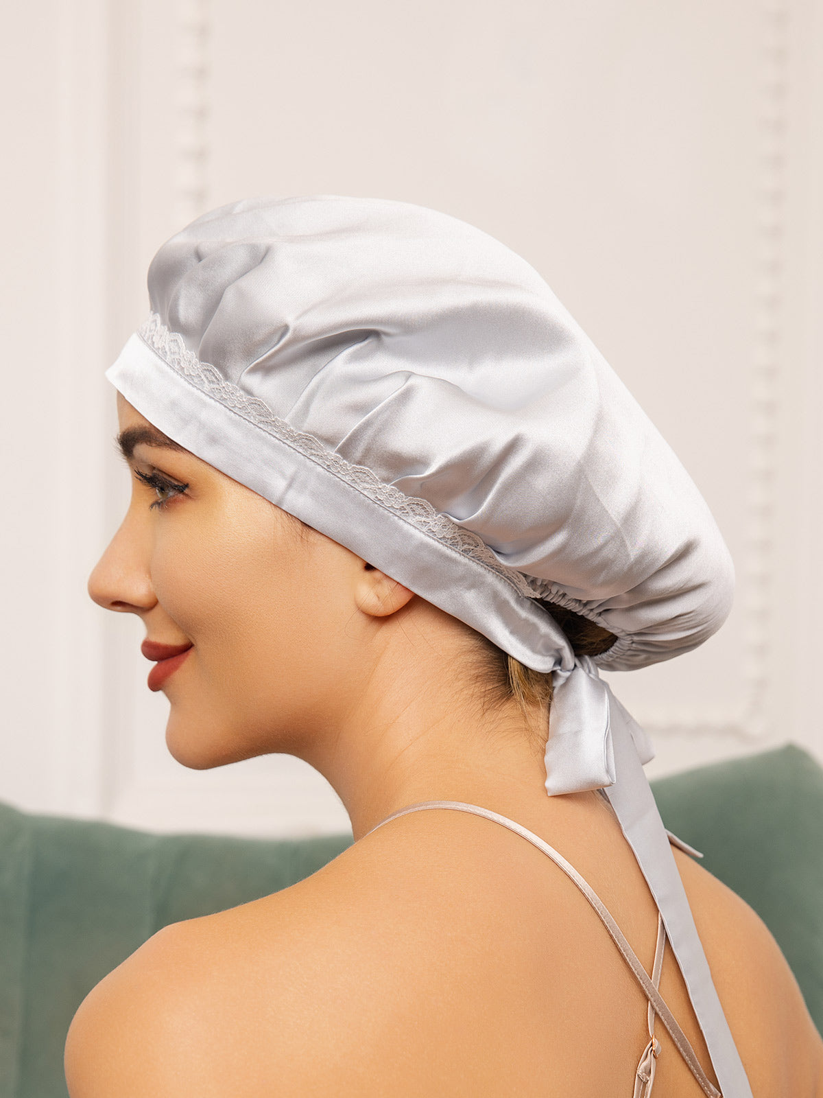 [Silver] SilkSilky-UK Pure Silk Sleep Cap 001