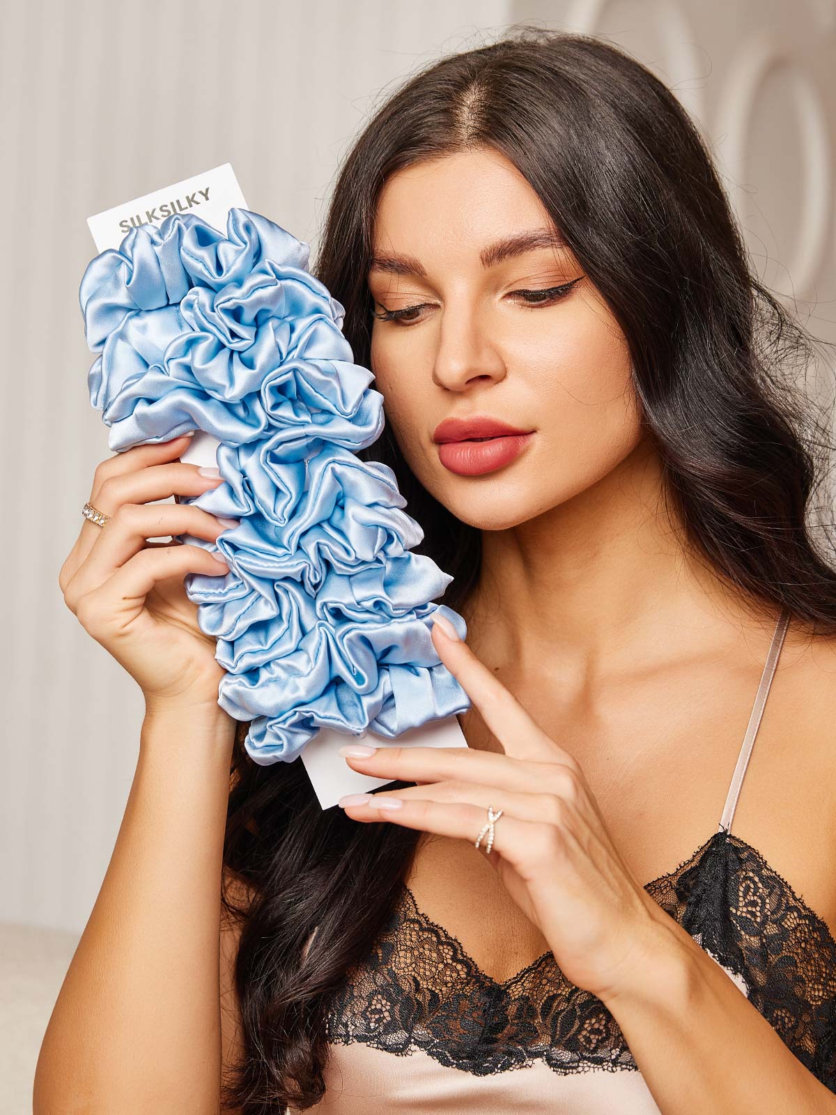 [Sky Blue] SilkSilky-UK 19Momme Pure Silk Scrunchie 001