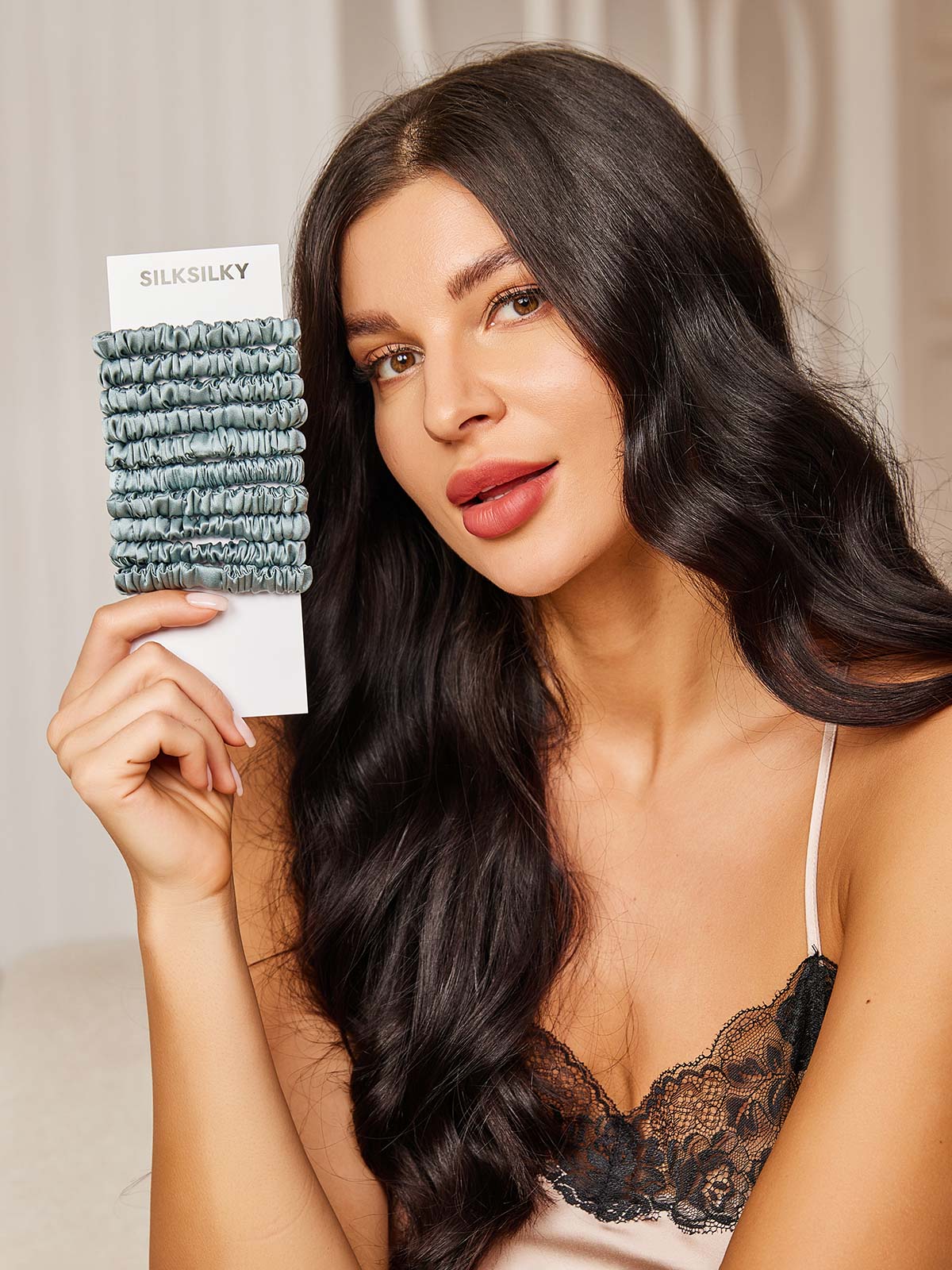 [Steel Blue] SilkSilky-UK 19Momme Scrunchie 002