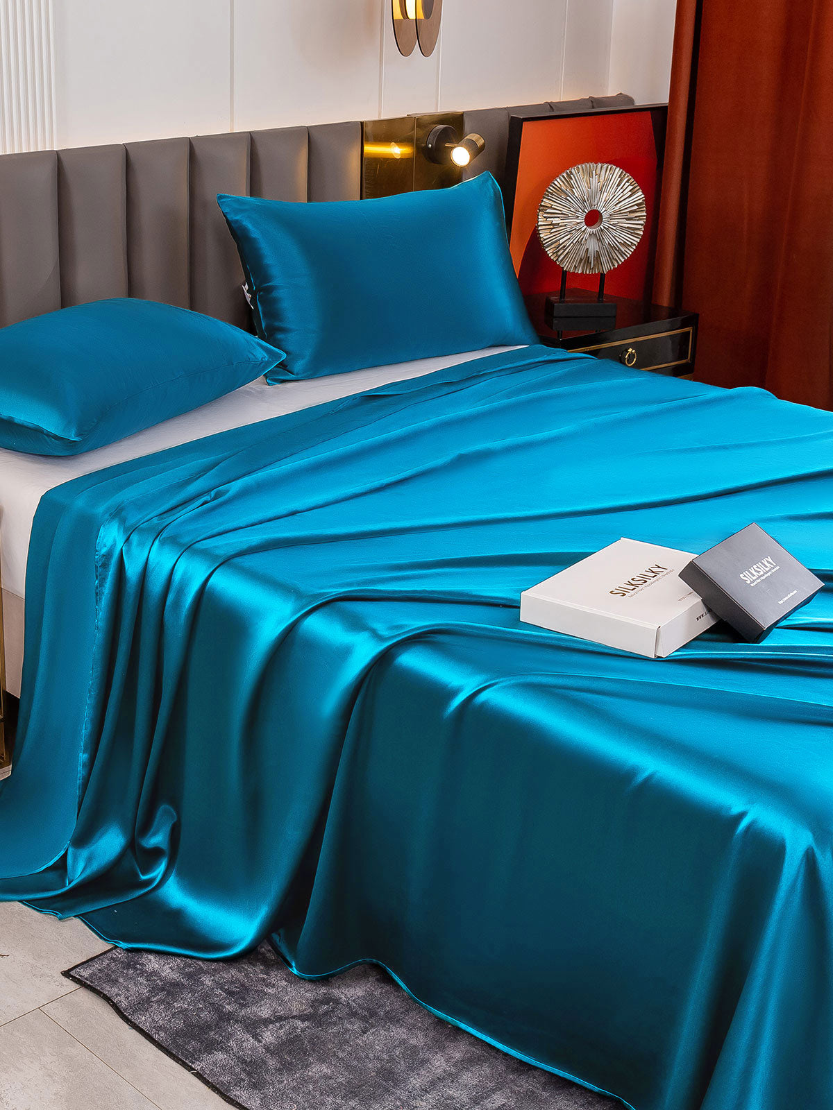 [Teal] SilkSilky-UK 19Momme Pure Silk Bedding Set 004