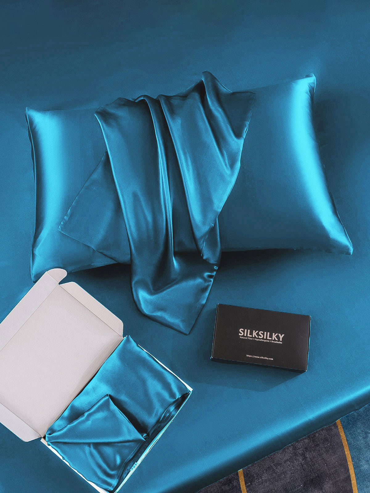 [Teal] SilkSilky-UK 19Momme Pure Silk Pillowcase 007