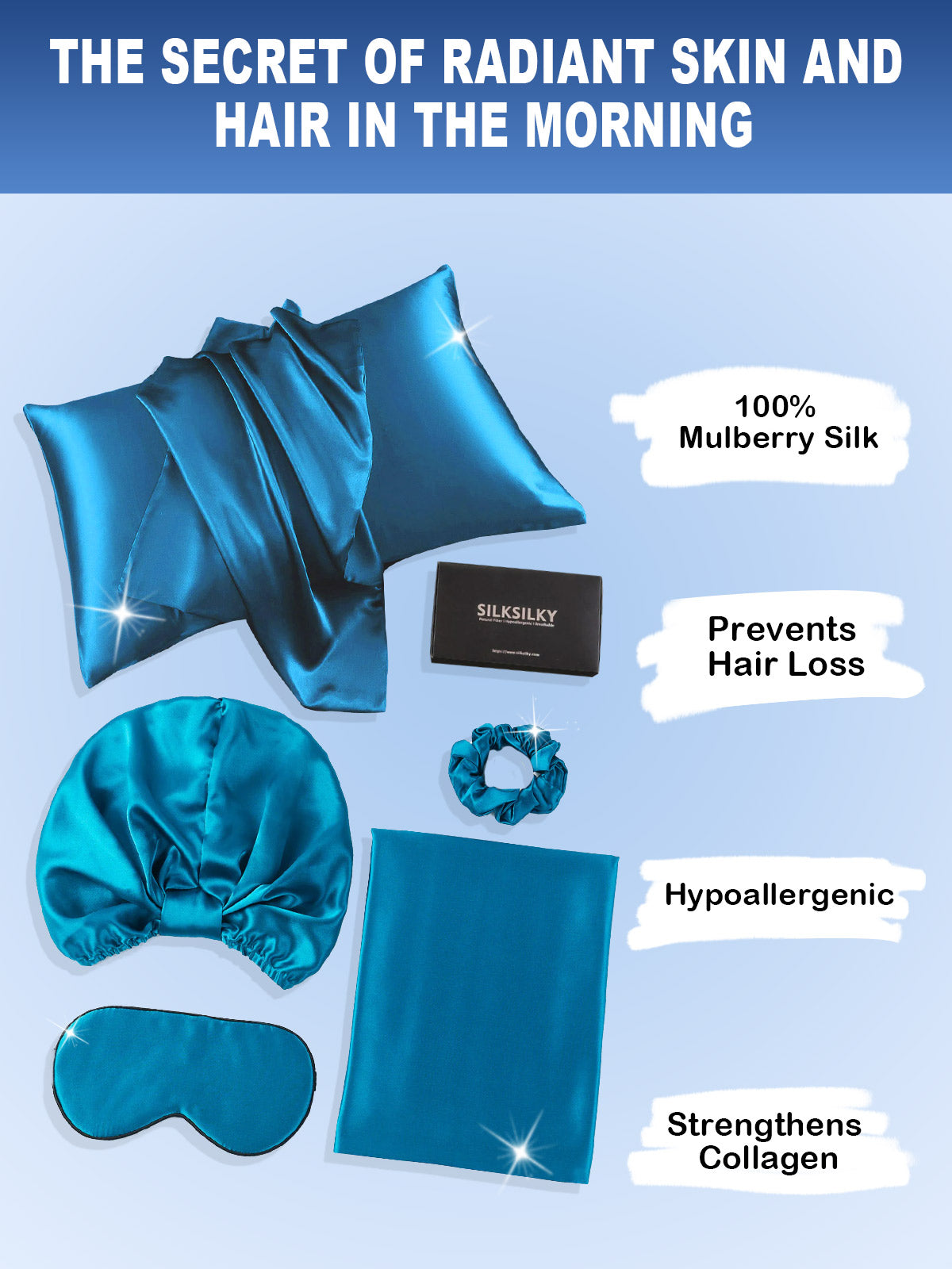 [Teal] SilkSilky-UK 19Momme Pure Silk Pillowcase Set 002