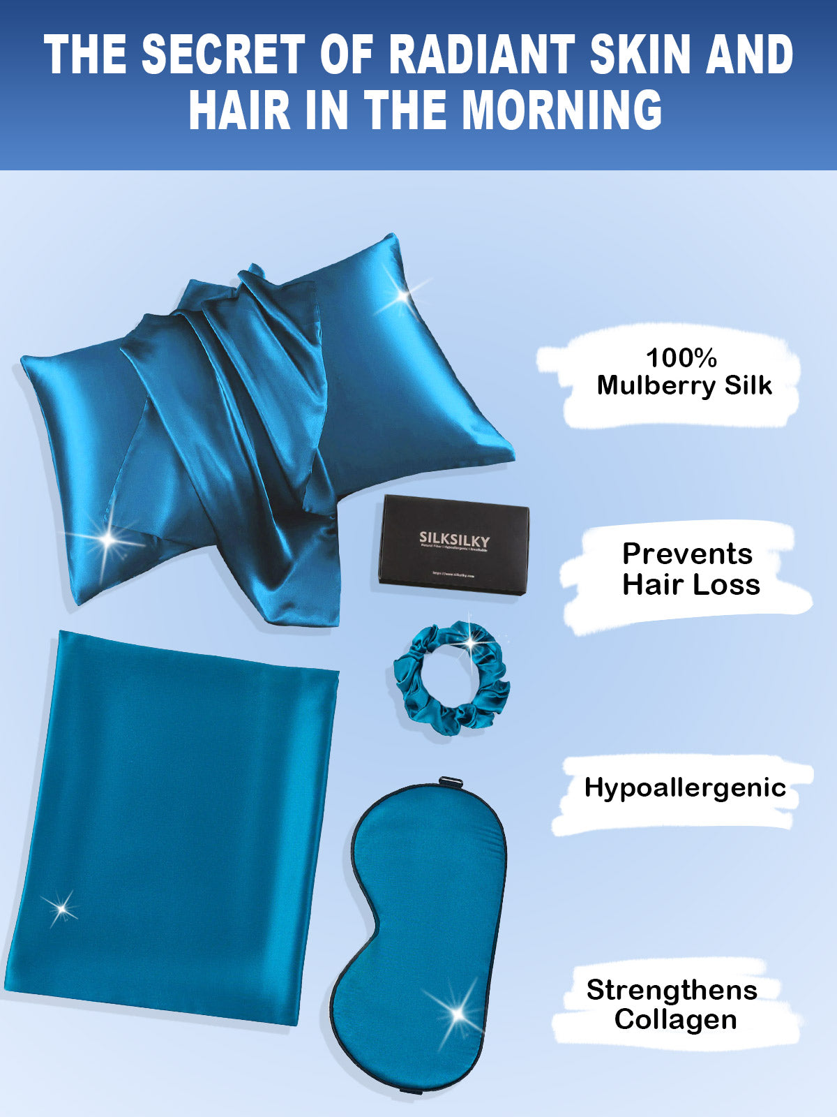 [Teal] SilkSilky-UK 19Momme Pure Silk Pillowcase Set 002