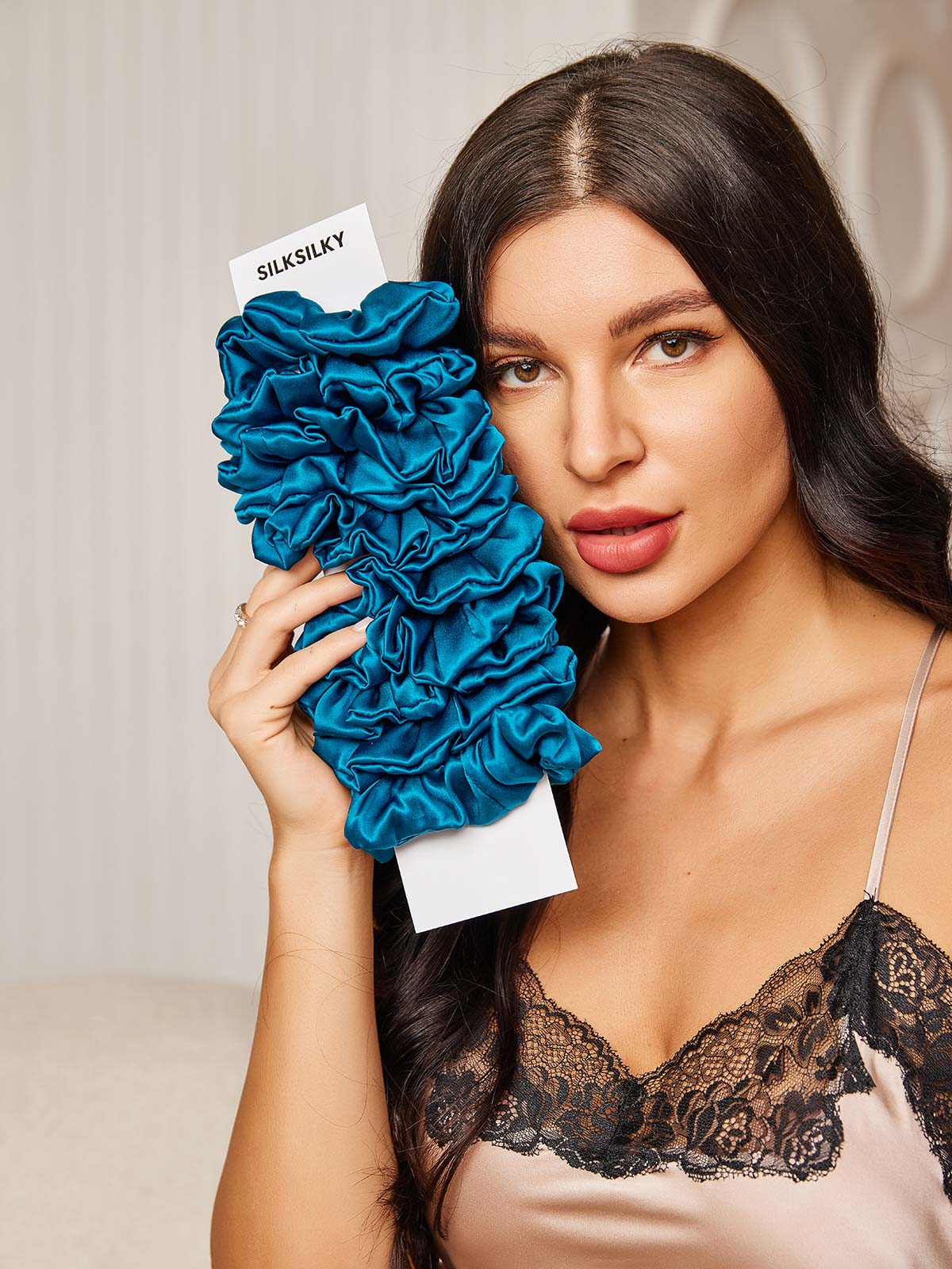 [Teal] SilkSilky-UK 19Momme Pure Silk Scrunchie 001