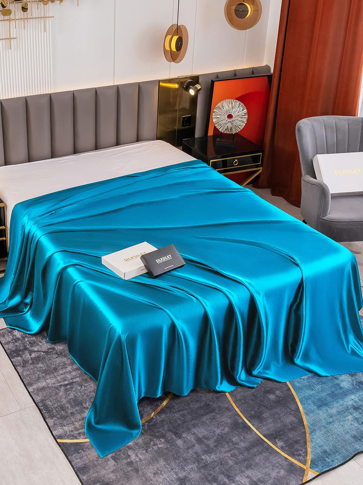 [Teal] SilkSilky-UK 19Momme Pure Silk Sheet 001