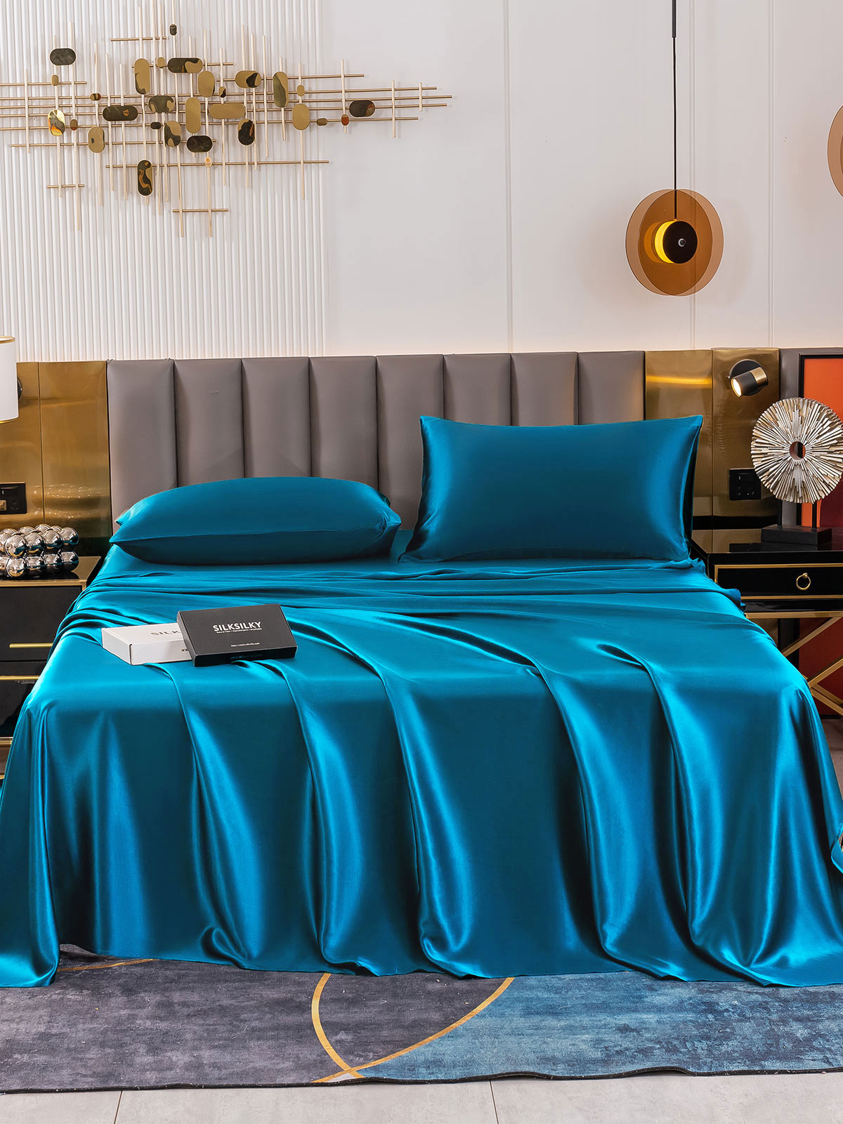 [Teal] SilkSilky-UK 19Momme Pure Silk Sheet 002