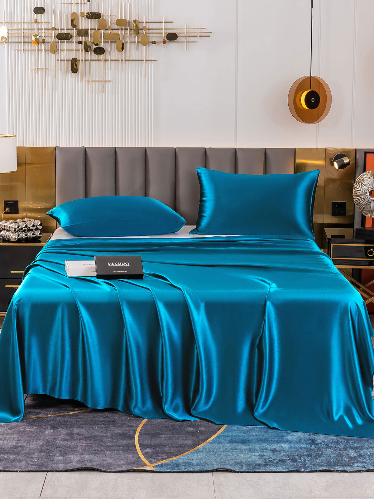 [Teal] SilkSilky-UK 19Momme Pure Silk Sheet 002