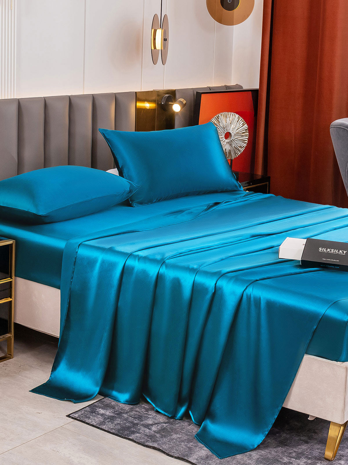 [Teal] SilkSilky-UK 19Momme Pure Silk Sheet 003