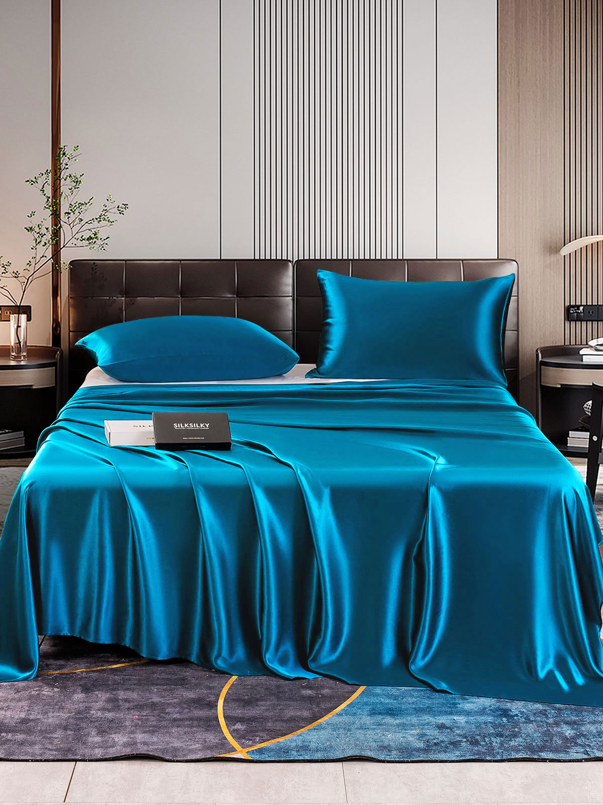 [Teal] SilkSilky-UK 22Momme Pure Silk Bedding Set 001