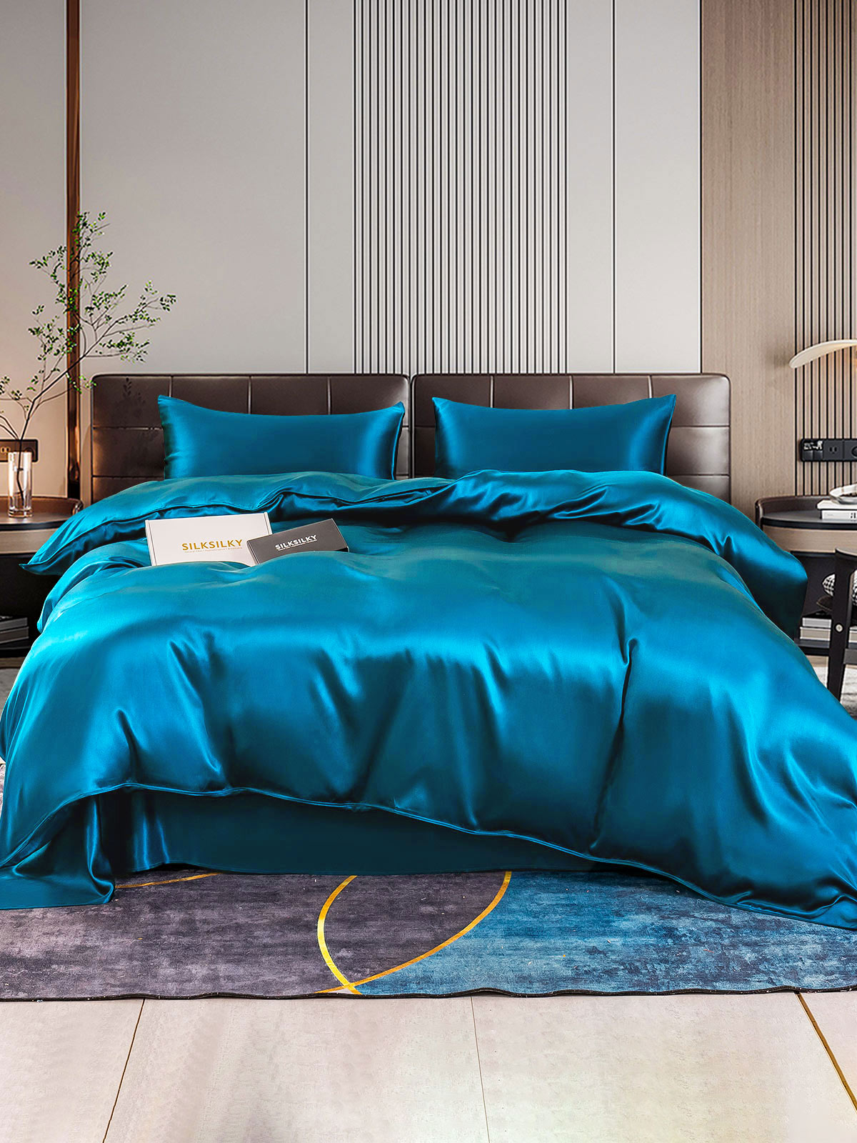[Teal] SilkSilky-UK 22Momme Pure Silk Bedding Set 001