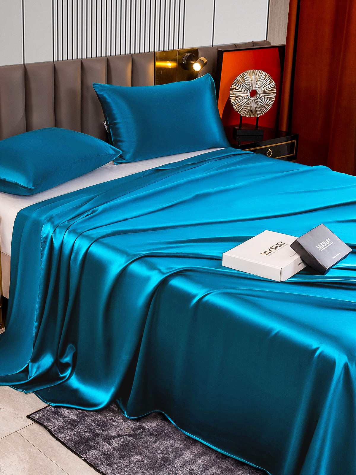 [Teal] SilkSilky-UK 22Momme Pure Silk Bedding Set 004