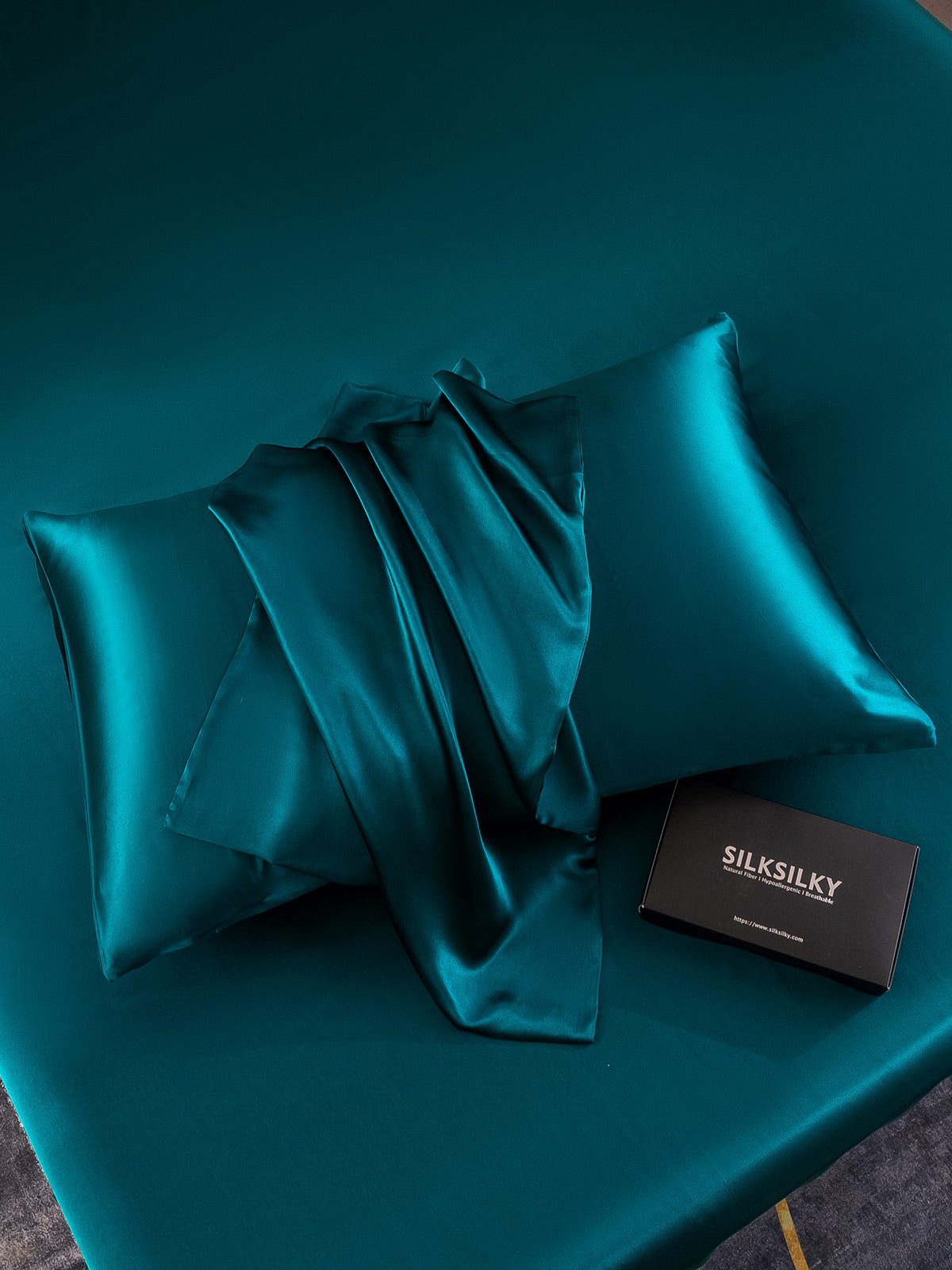 [Teal] SilkSilky-UK 22Momme Pure Silk Pillowcase 001