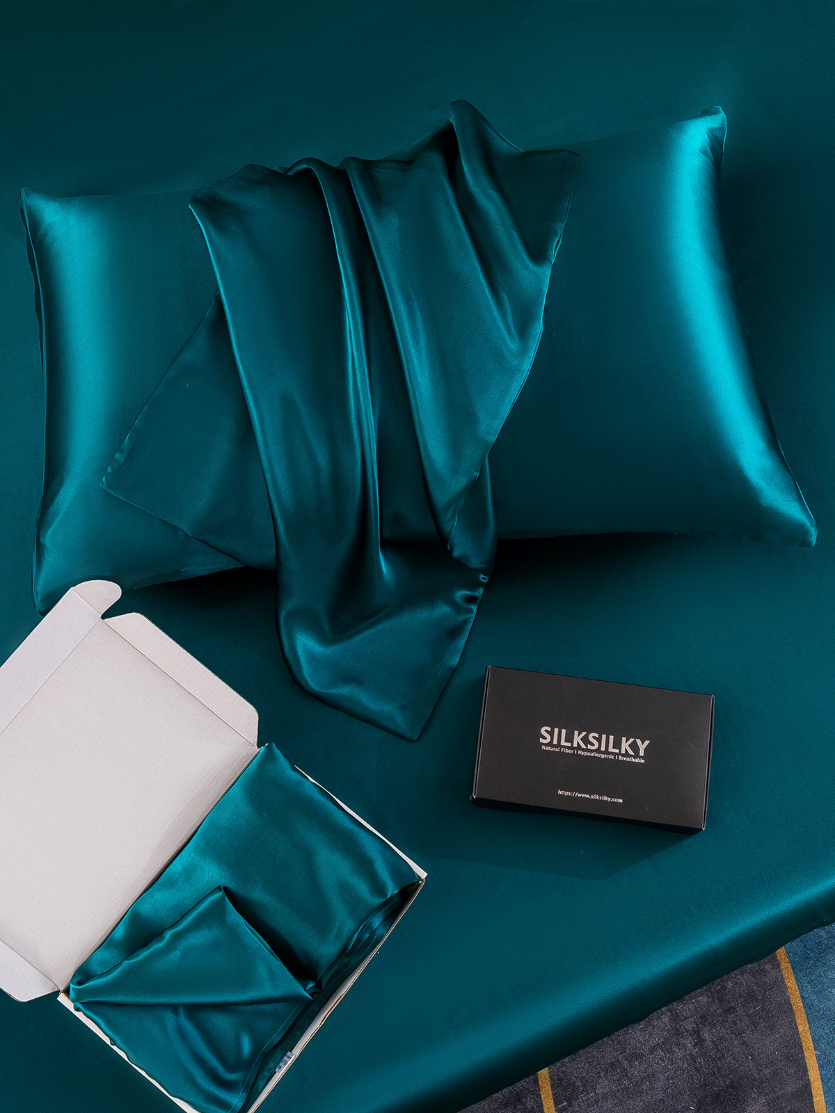 [Teal] SilkSilky-UK 22Momme Pure Silk Pillowcase 005