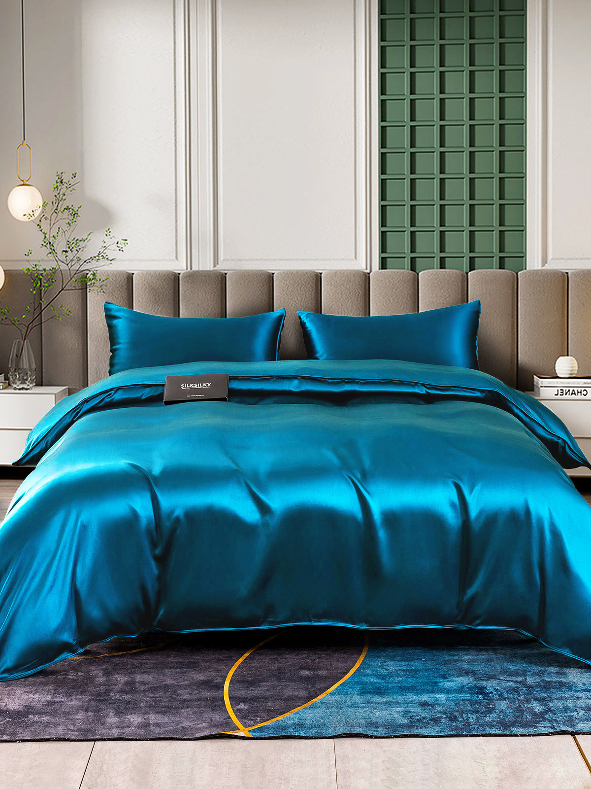 [Teal] SilkSilky-UK 25Momme Pure Silk Bedding Set 002
