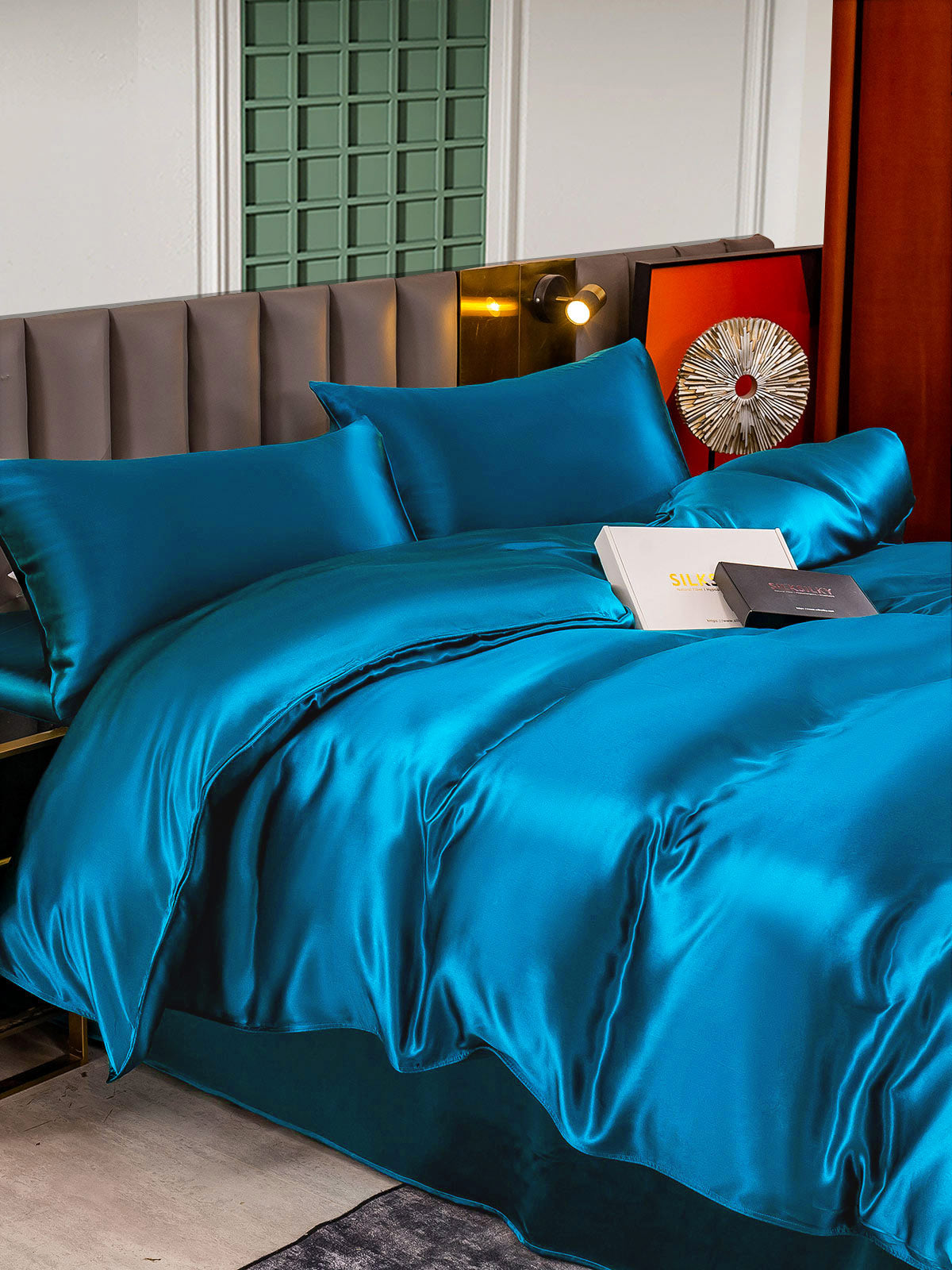 [Teal] SilkSilky-UK 25Momme Pure Silk Bedding Set 003