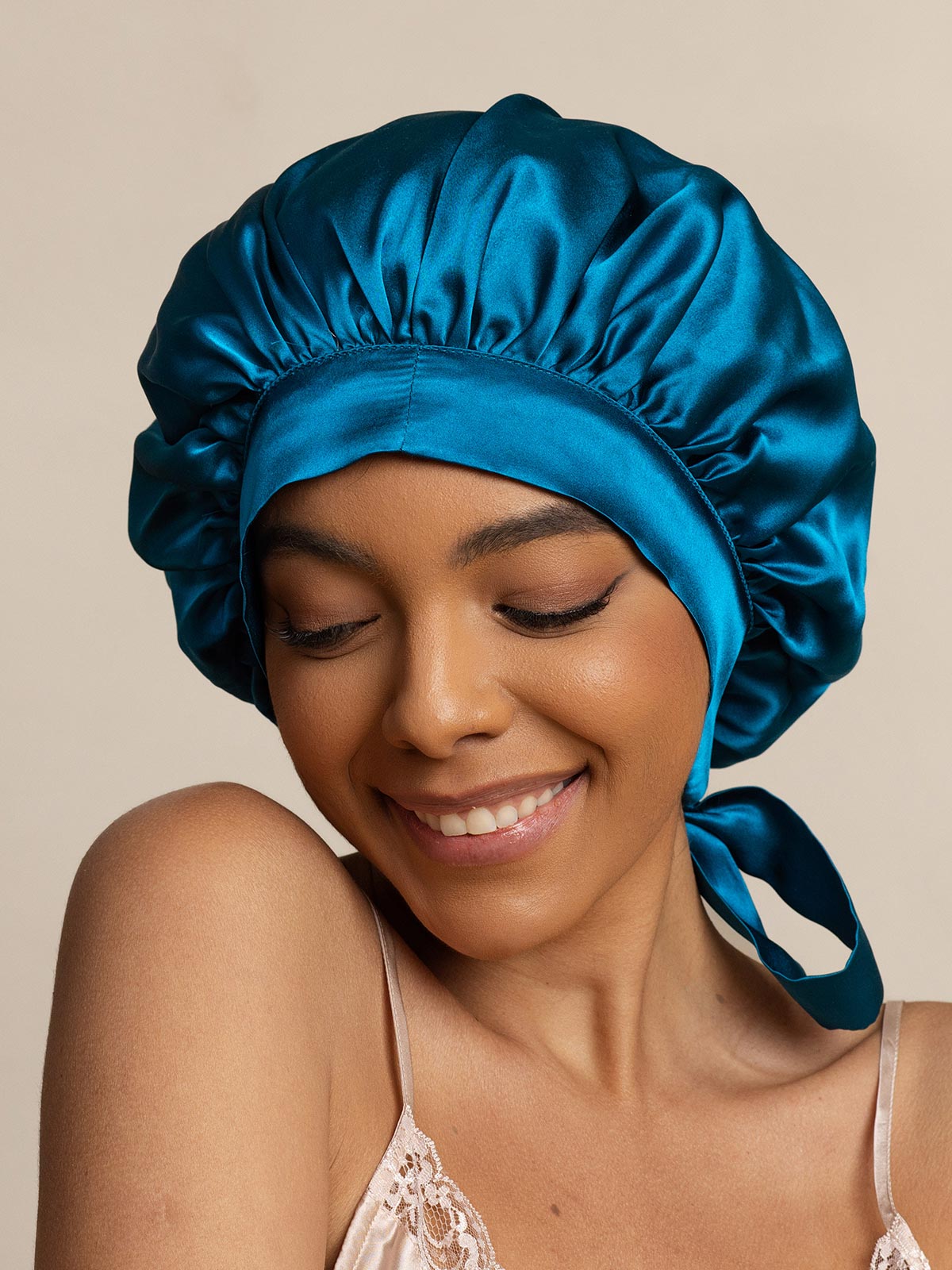 [Teal] SilkSilky-UK Pure Silk Sleep Cap 003