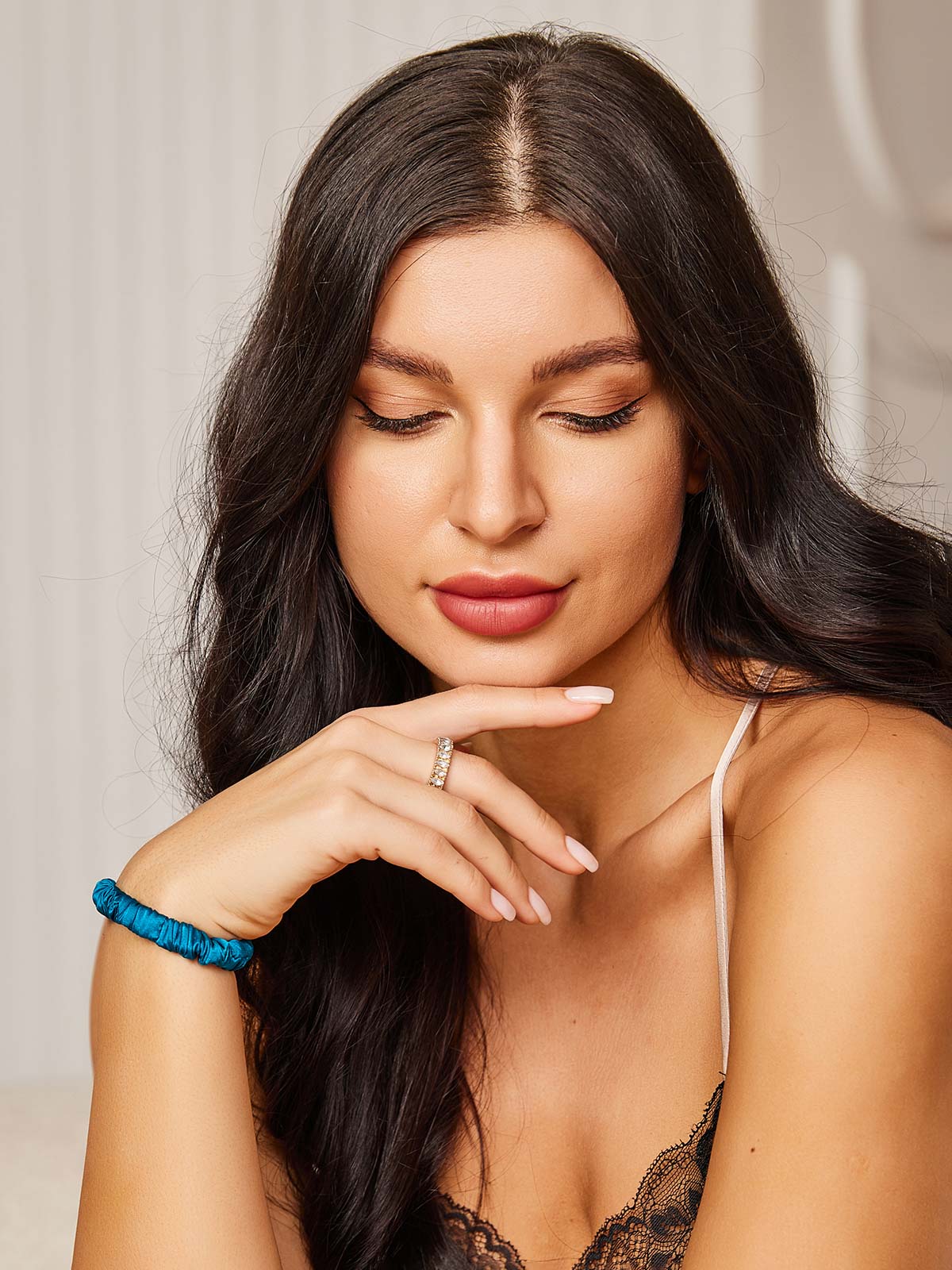 [Teal] SilkSilky-UK Scrunchie 002