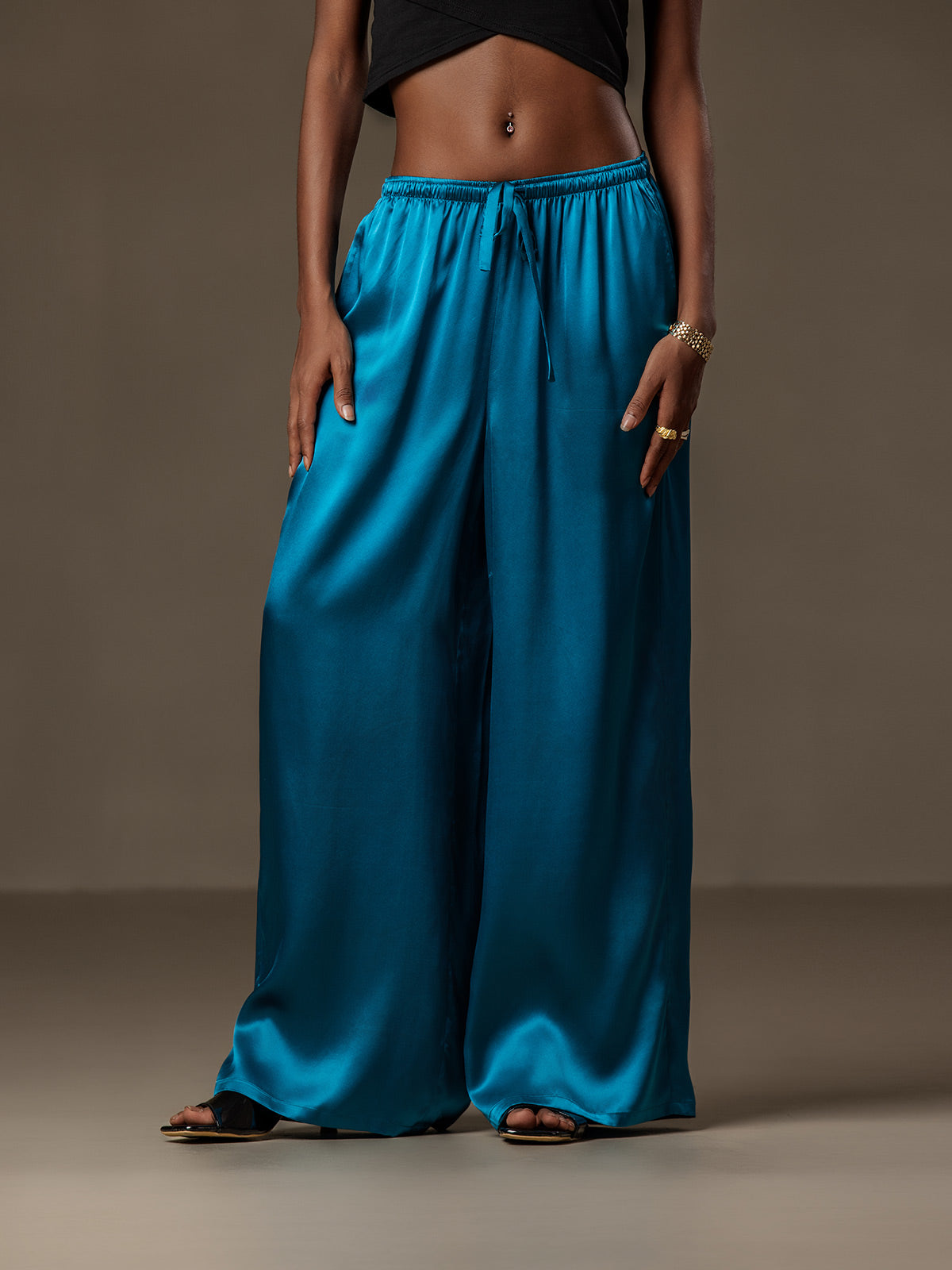 [Teal] SilkSilky-UK Pure Silk Womens Pants 001