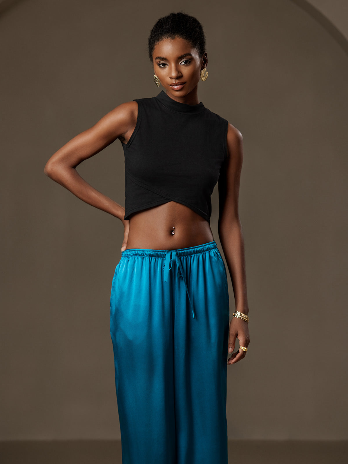 [Teal] SilkSilky-UK Pure Silk Womens Pants 003