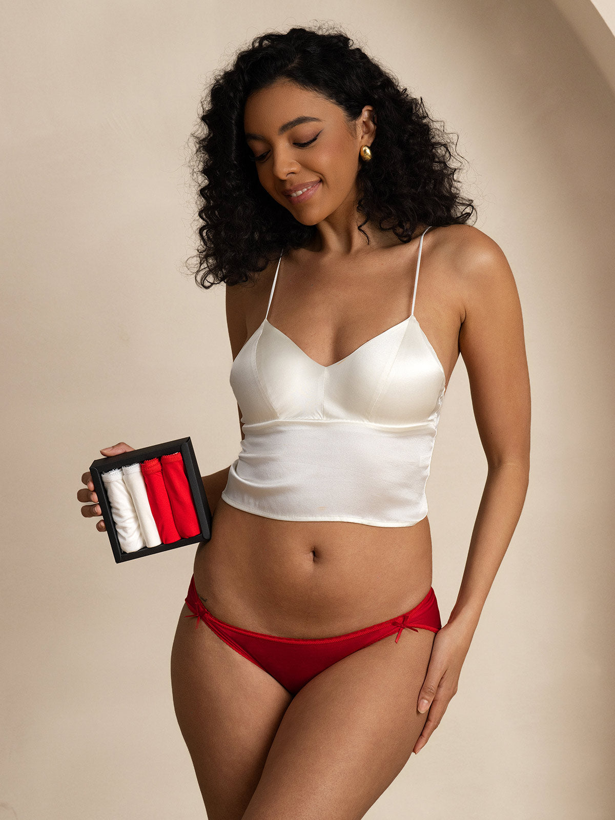 [White+Red] SilkSilky-UK Pure Silk Panty 002