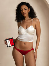 [White+Red] SilkSilky-UK 100% Silk Jersey Panty 003