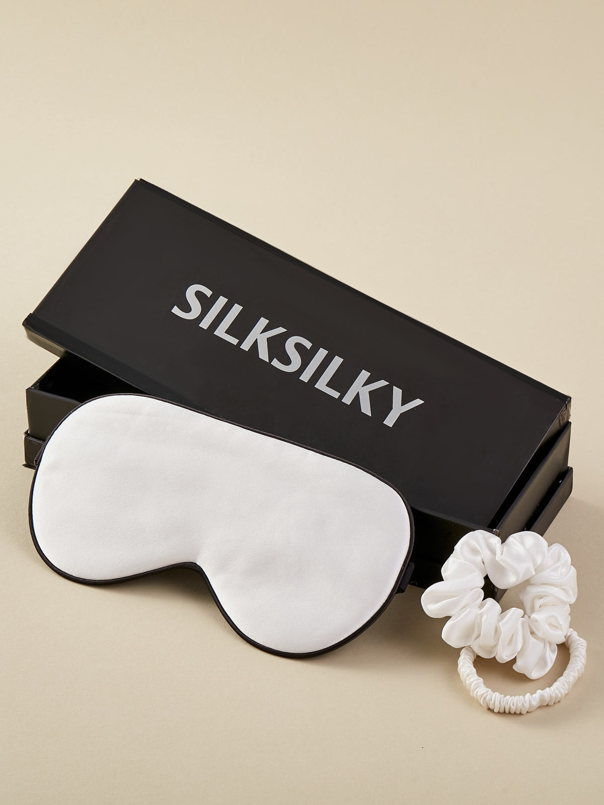 [White] SilkSilky-UK 19Momme Pure Silk Eye Mask 001