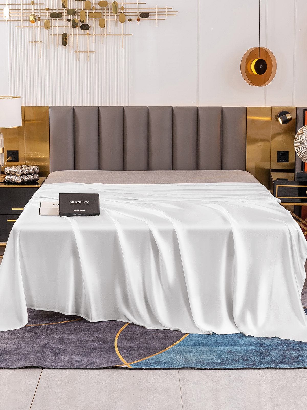 [White] SilkSilky-UK 19Momme Pure Silk Sheet 002
