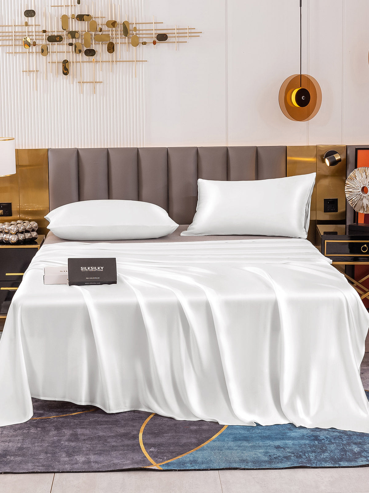 [White] SilkSilky-UK 19Momme Pure Silk Sheet 002