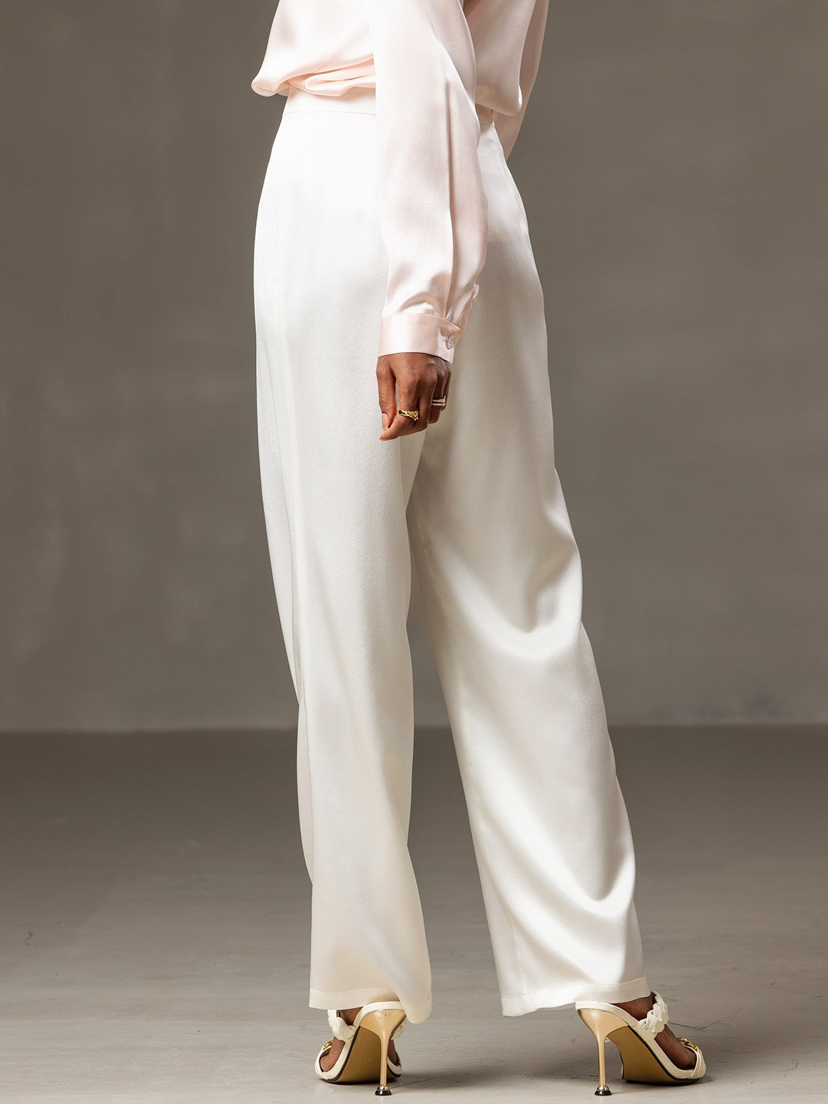 [White] SilkSilky-UK 19Momme Silk Womens Pants 002