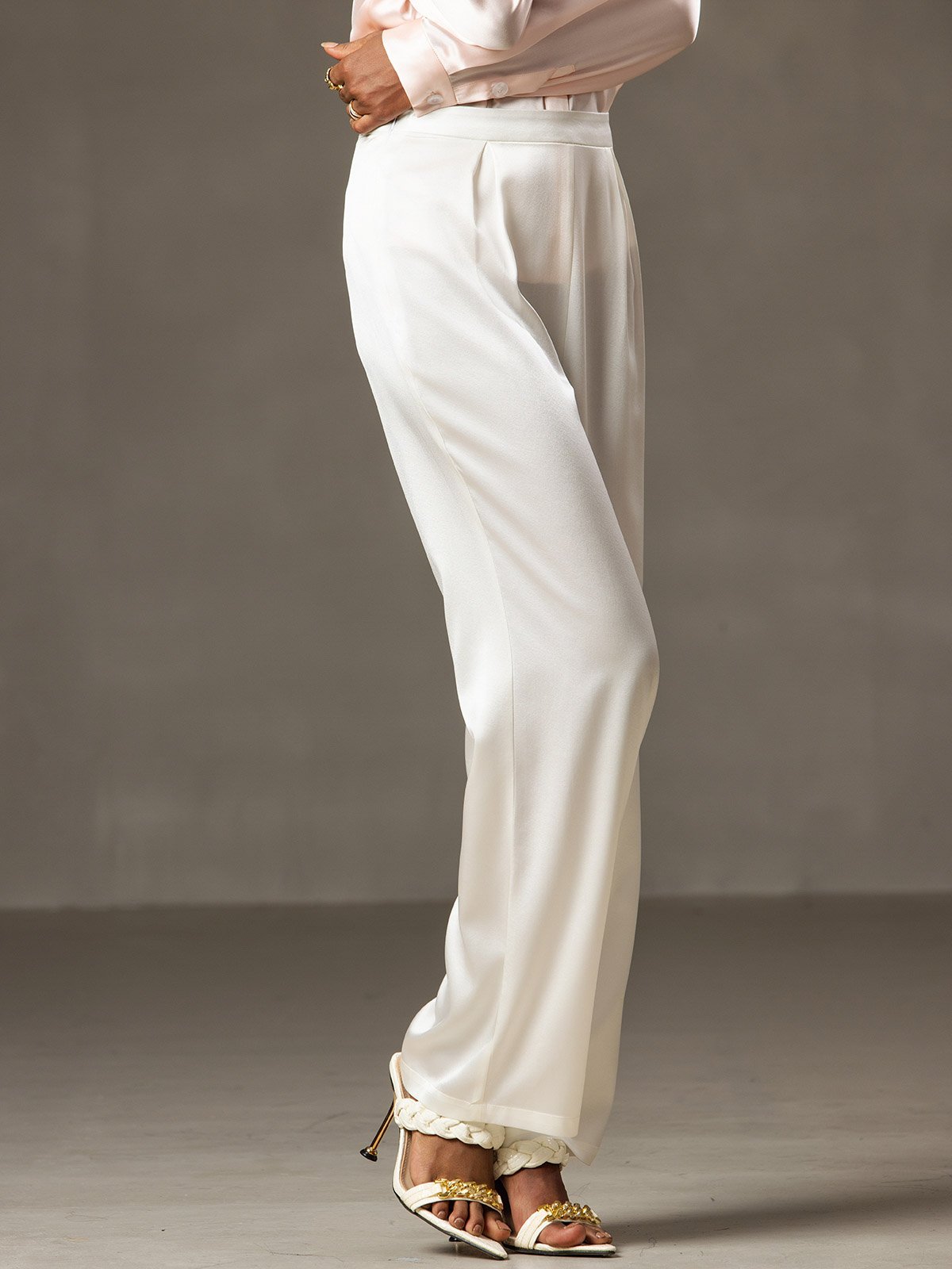 [White] SilkSilky-UK 19Momme Silk Womens Pants 005