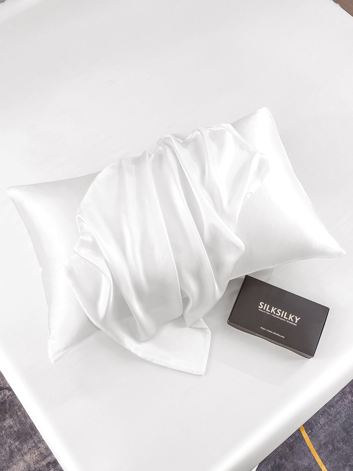 [White] SilkSilky-UK 22Momme Pure Silk Pillowcase 001