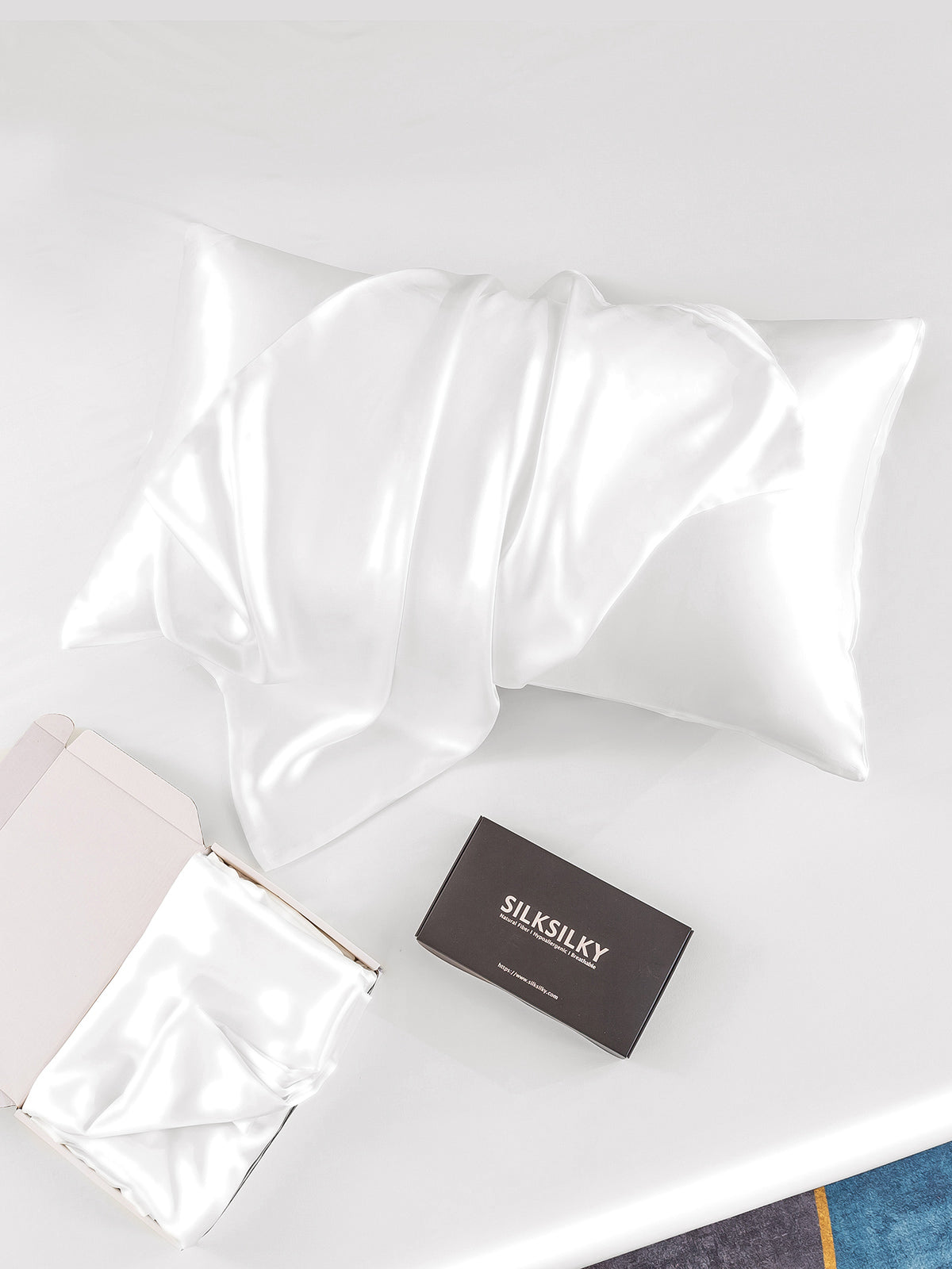 [White] SilkSilky-UK 22Momme Pure Silk Pillowcase 005