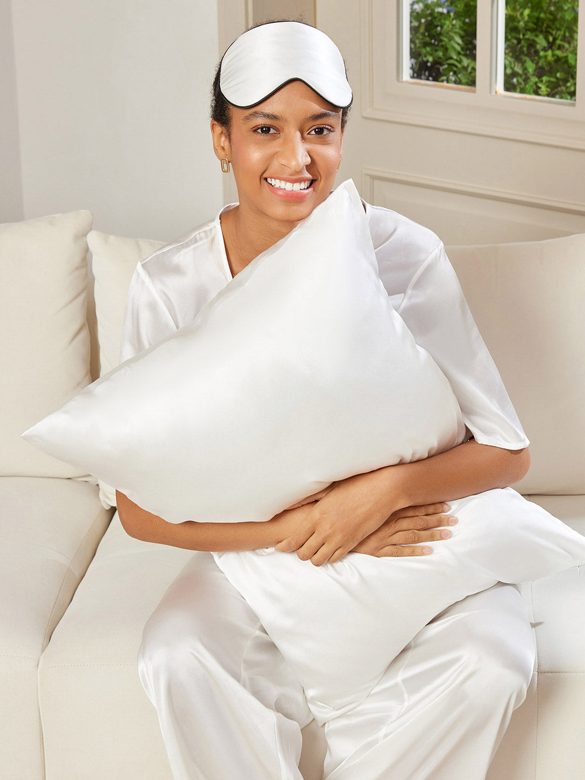 [White] SilkSilky-UK 22Momme Pure Silk Pillowcase Set 001