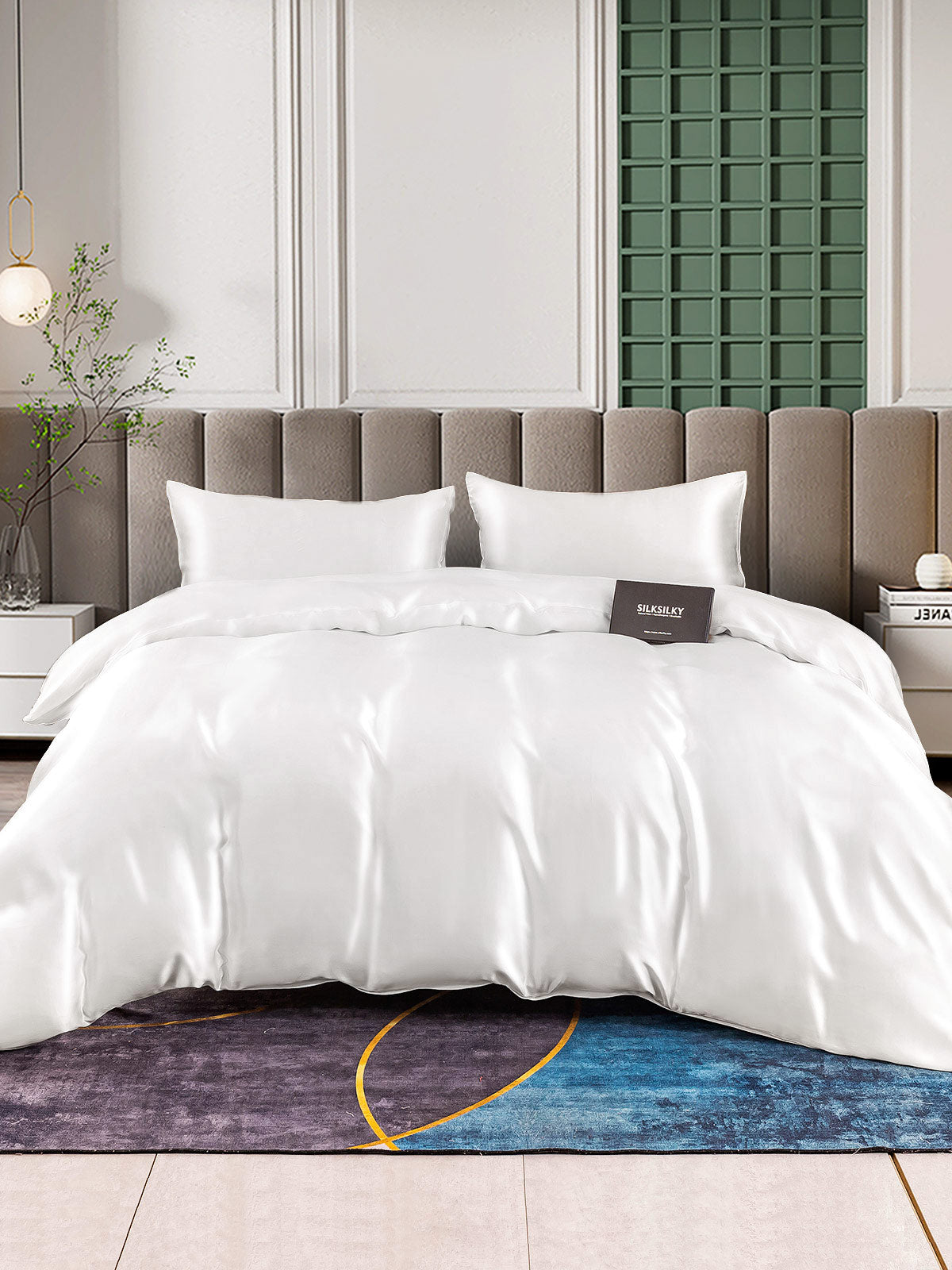 [White] SilkSilky-UK 25Momme Pure Silk Bedding Set 002