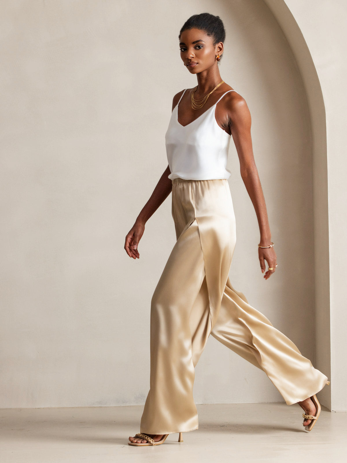 [White] SilkSilky-UK Pure Silk V Neck Camisole 006