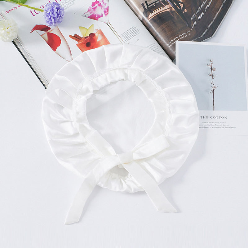 [White] SilkSilky-UK Pure Silk Sleep Cap 004
