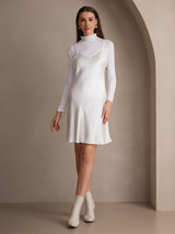 [White] SilkSilky-UK Spaghetti Strap V Neck Dress 006