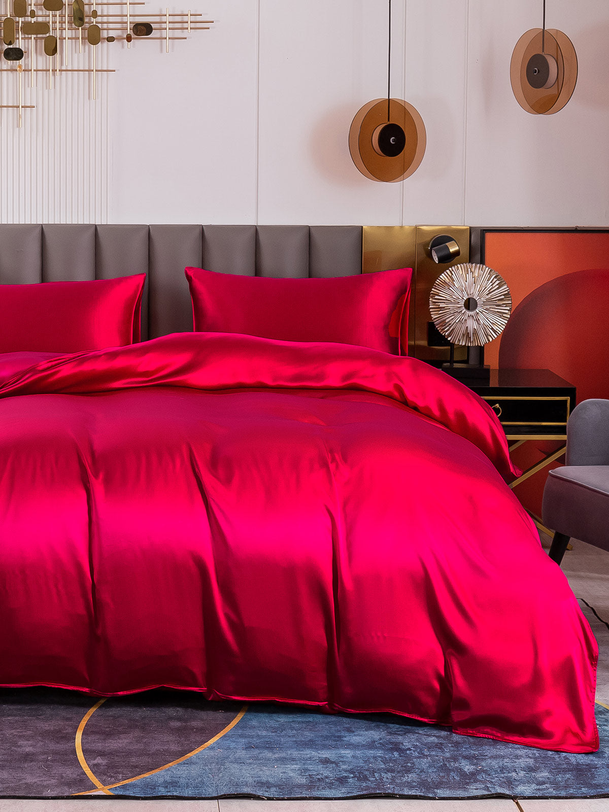 [Wine] SilkSilky-UK 19Momme Pure Silk Bedding Set 002
