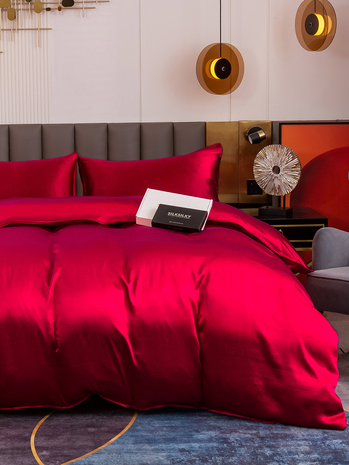 [Wine] SilkSilky-UK 19Momme Pure Silk Bedding Set 002