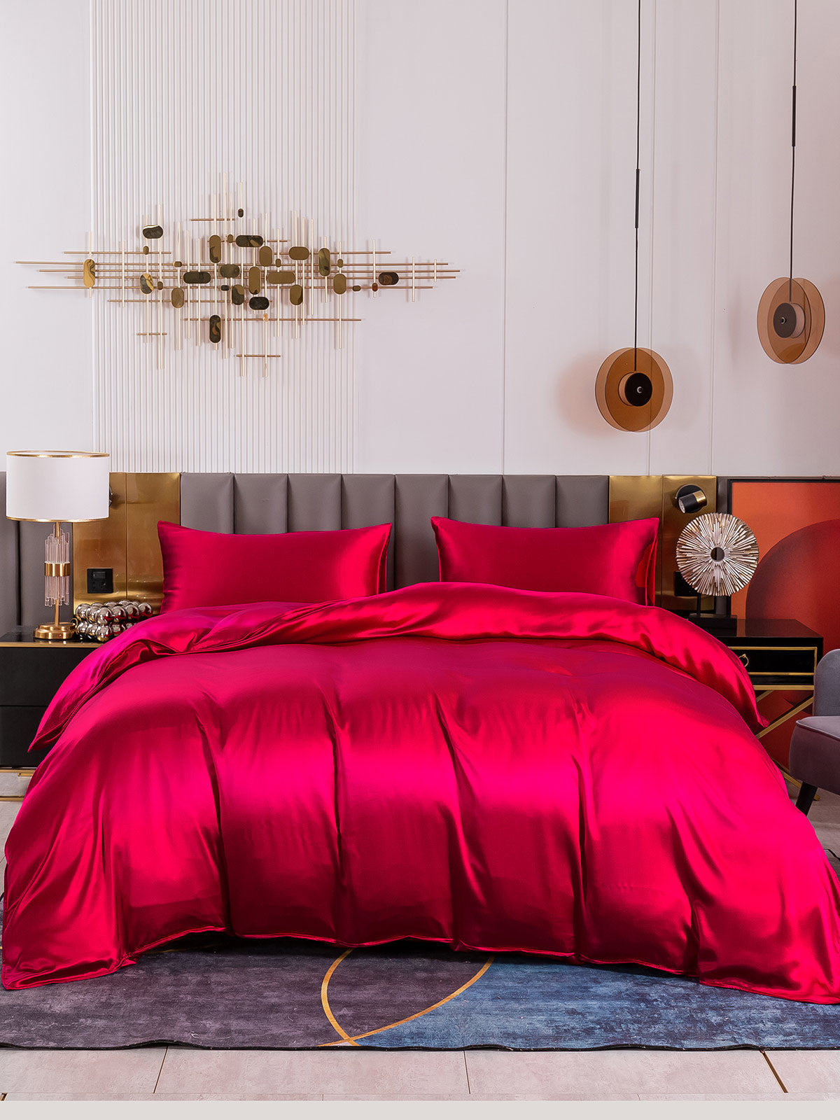 [Wine] SilkSilky-UK 19Momme Pure Silk Bedding Set 004