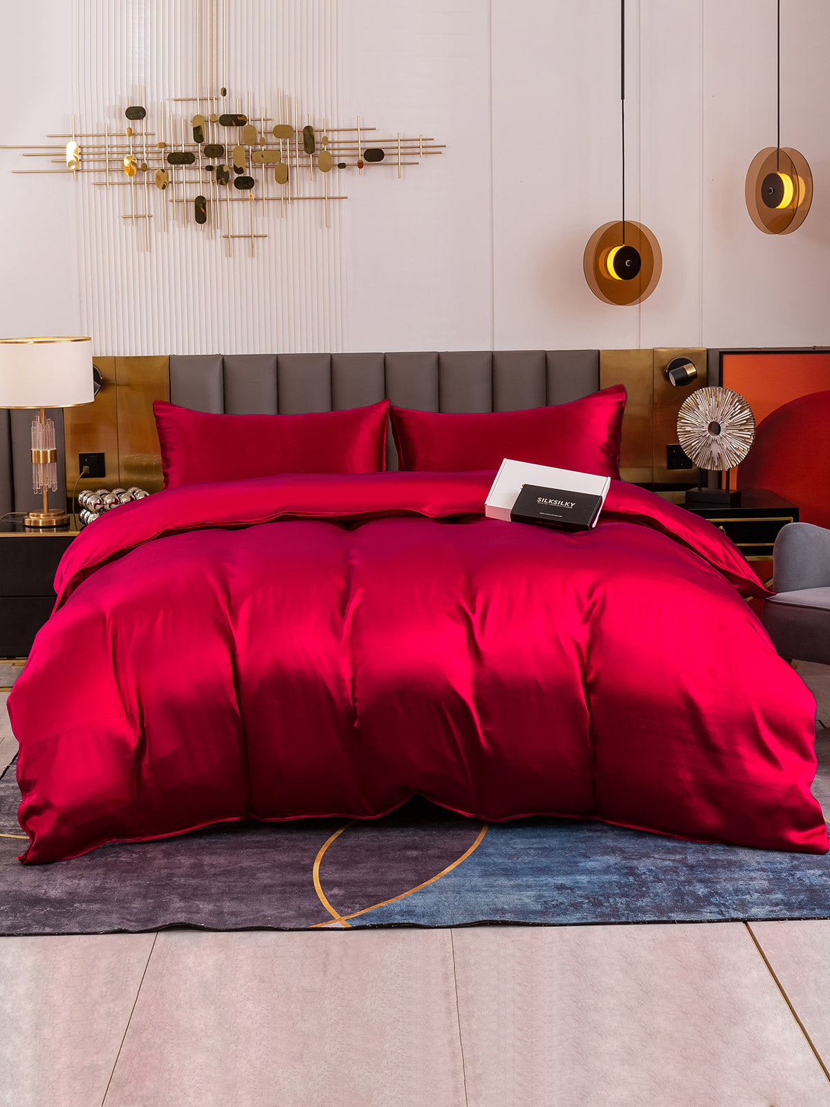 [Wine] SilkSilky-UK 19Momme Pure Silk Bedding Set 004