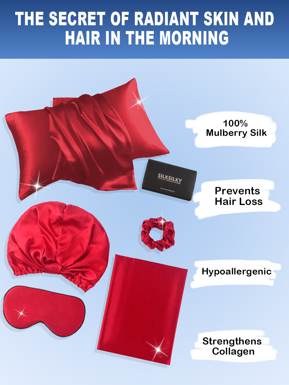 [Wine] SilkSilky-UK 19Momme Pure Silk Pillowcase Set 002