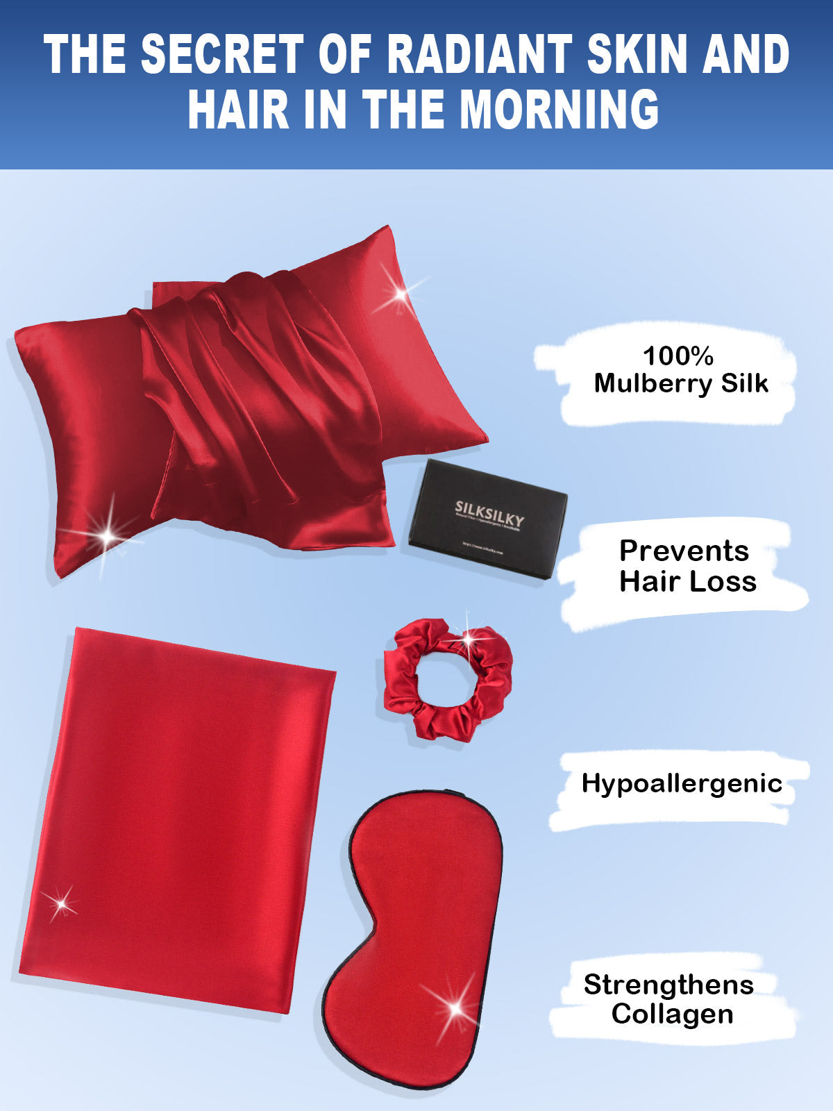 [Wine] SilkSilky-UK 19Momme Pure Silk Pillowcase Set 002