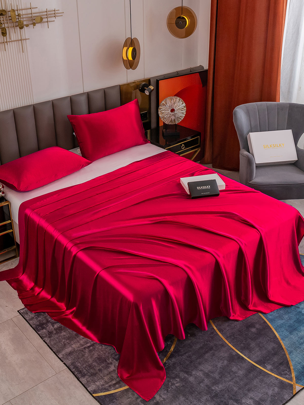 [Wine] SilkSilky-UK 19Momme Pure Silk Sheet 001